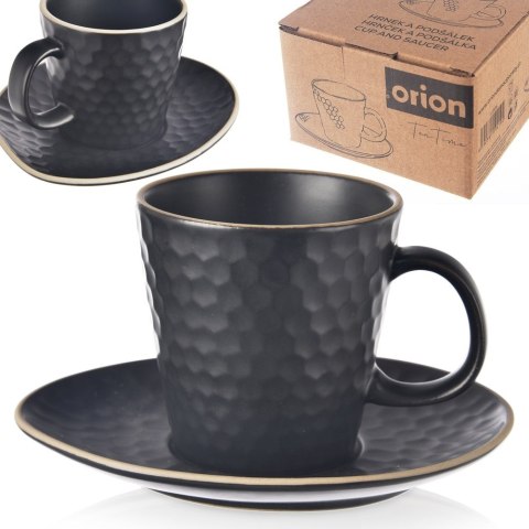 Filiżanka do kawy ze spodkiem do kawy espresso ceramiczna czarna TEA TIME 95ml ORION 112436