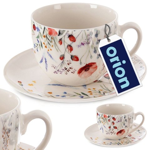 Filiżanka do kawy ze spodkiem porcelanowa biała MAKI 260ml ORION 129661