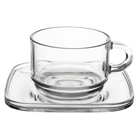 Filiżanka do kawy ze spodkiem szklana 250ml 6 sztuk LAV 129672