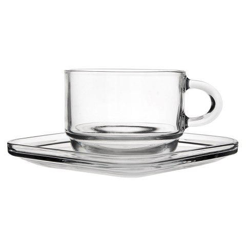 Filiżanka do kawy ze spodkiem szklana 250ml 6 sztuk LAV 129672