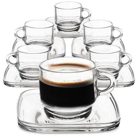 Filiżanka do kawy ze spodkiem szklana 75ml 6 sztuk LAV 129671