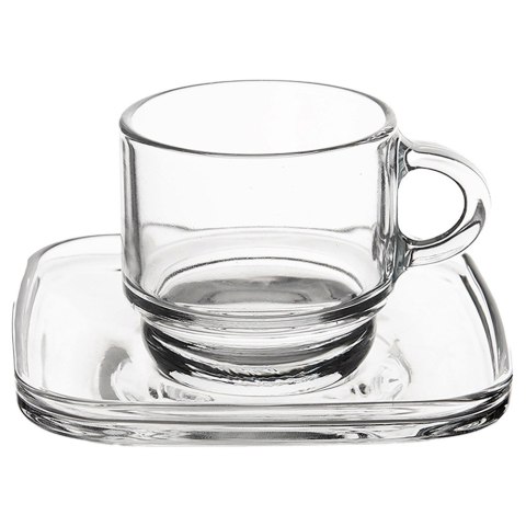Filiżanka do kawy ze spodkiem szklana 75ml 6 sztuk LAV 129671