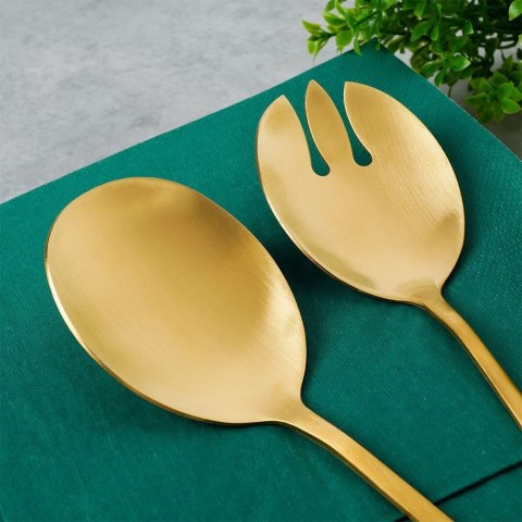 Łyżki do sałatek surówek stalowa złota 2 sztuki HIT 139243