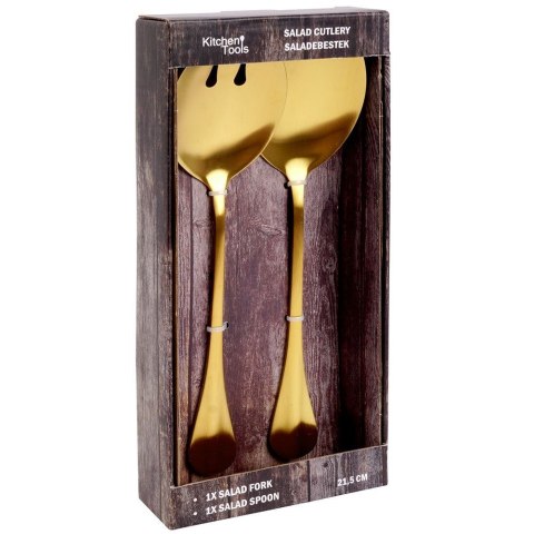 Łyżki do sałatek surówek stalowa złota 2 sztuki HIT 139243