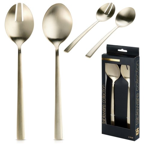 Łyżki do sałatek surówek stalowe złote 25cm 2 sztuki EXCELLENT HOUSEWARE 139746