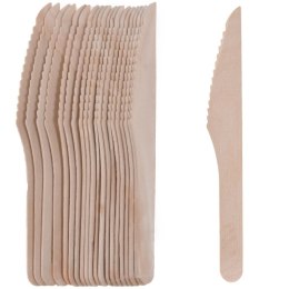 Noże jednorazowe drewniane 16.5cm 20 sztuk VILDE 139068