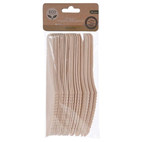 Noże jednorazowe drewniane 16.5cm 20 sztuk VILDE 139068