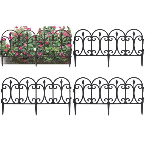 Płotek ogrodowy czarny 60x33cm 4 szt. PROGARDEN 351001