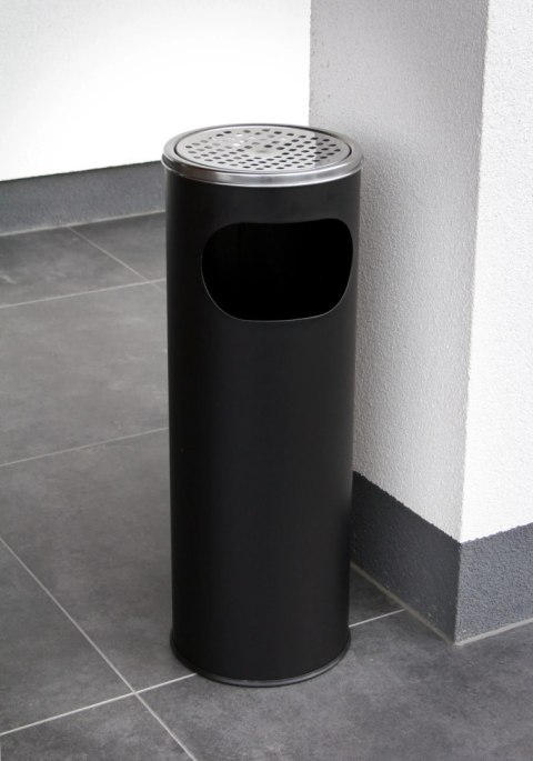 Popielnica z koszem na śmieci 12L czarna popielniczka KRISBERG KS-7604