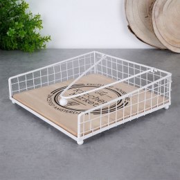 Serwetnik metalowy biały z dociskiem na serwetki 18.5x18.5cm EXCELLENT HOUSEWARE 139349