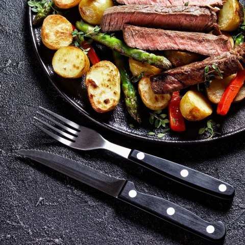 Sztućce do steków burgerów mięsa pizzy na grilla stalowe 12-ele BBQ 140403