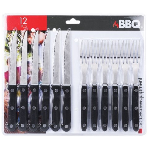 Sztućce do steków burgerów mięsa pizzy na grilla stalowe 12-ele BBQ 140403