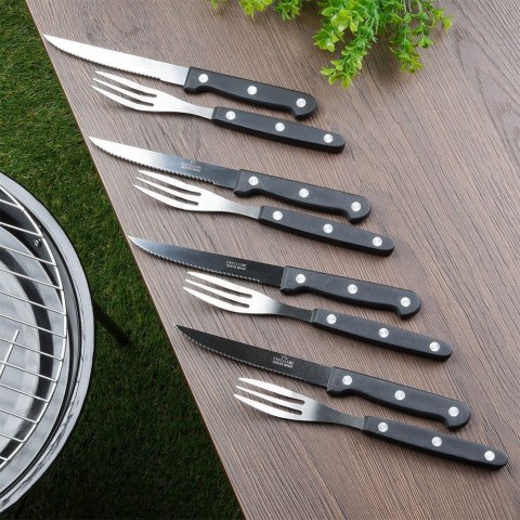 Sztućce do steków burgerów mięsa pizzy na grilla stalowe 8-ele BBQ 139325