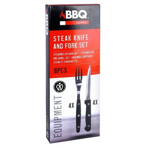 Sztućce do steków burgerów mięsa pizzy na grilla stalowe 8-ele BBQ 139325