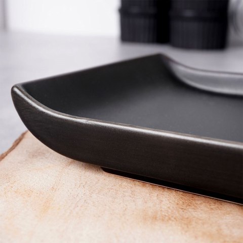 Talerz na przekąski przystawki do serwowania ceramiczny czarny 28.5x12cm HIT 139241