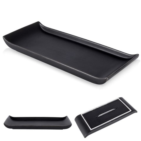 Talerz na przekąski przystawki do serwowania ceramiczny czarny 28.5x12cm HIT 139241