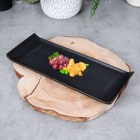 Talerz na przekąski przystawki do serwowania ceramiczny czarny 34.5x13.5cm HIT 139242