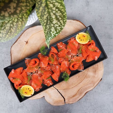 Talerz na przekąski przystawki do serwowania ceramiczny czarny 34.5x13.5cm HIT 139242