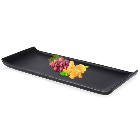 Talerz na przekąski przystawki do serwowania ceramiczny czarny 34.5x13.5cm HIT 139242