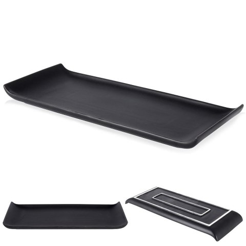Talerz na przekąski przystawki do serwowania ceramiczny czarny 34.5x13.5cm HIT 139242