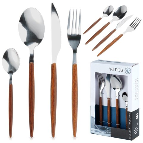 Zestaw sztućców komplet stalowy 16 elementów EXCELLENT HOUSEWARE 139743