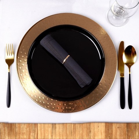 Zestaw sztućców komplet stalowy czarno-złote sztućce dla 4 osób 16-ele EXCELLENT HOUSEWARE 142361