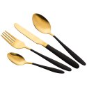 Zestaw sztućców komplet stalowy czarno-złote sztućce dla 4 osób 16-ele EXCELLENT HOUSEWARE 142361