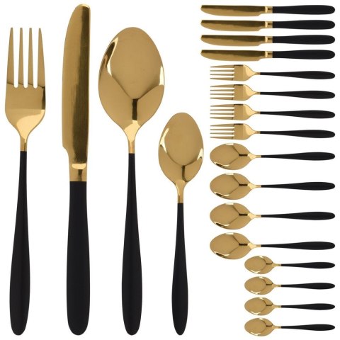 Zestaw sztućców komplet stalowy czarno-złote sztućce dla 4 osób 16-ele EXCELLENT HOUSEWARE 142361