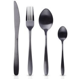 Zestaw sztućców komplet stalowy czarny sztućce dla 4 osób 16-ele EXCELLENT HOUSEWARE 139393