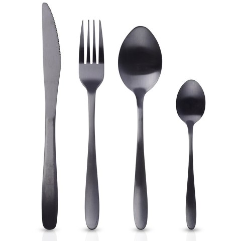 Zestaw sztućców komplet stalowy czarny sztućce dla 4 osób 16-ele EXCELLENT HOUSEWARE 139393