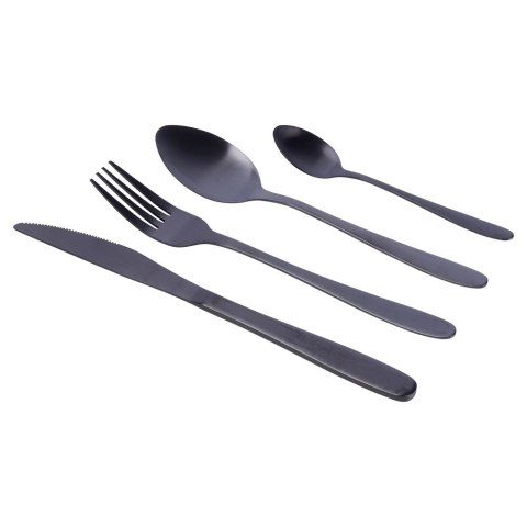 Zestaw sztućców komplet stalowy czarny sztućce dla 4 osób 16-ele EXCELLENT HOUSEWARE 139393