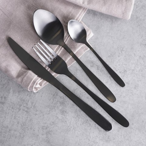 Zestaw sztućców komplet stalowy czarny sztućce dla 4 osób 16-ele EXCELLENT HOUSEWARE 139393