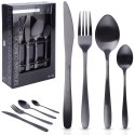Zestaw sztućców komplet stalowy czarny sztućce dla 4 osób 16-ele EXCELLENT HOUSEWARE 139393