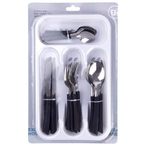Zestaw sztućców komplet sztućce dla 6 osób z wkładem do szuflady szuflad 25-ele EXCELLENT HOUSEWARE 139392