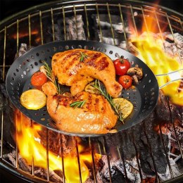Koszyk do grillowania metalowy perforowany czarny 55x31cm BBQ 489099