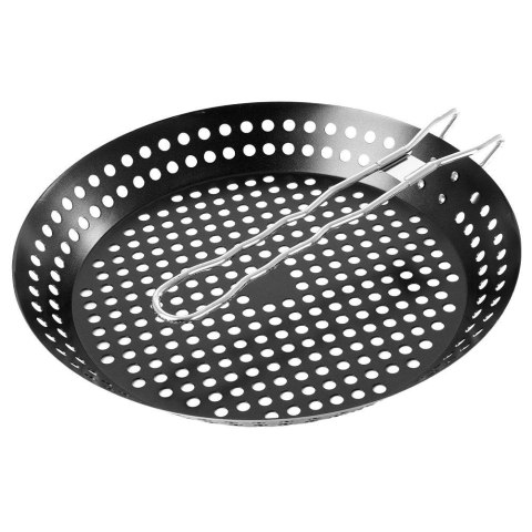 Koszyk do grillowania metalowy perforowany czarny 55x31cm BBQ 489099