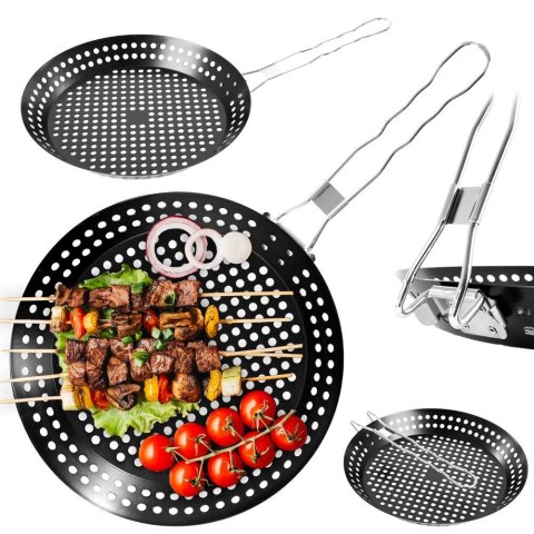 Koszyk do grillowania metalowy perforowany czarny 55x31cm BBQ 489099