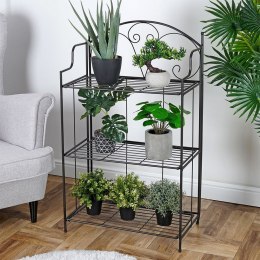 Kwietnik metalowy czarny 3-piętrowy 58x30.5x101cm PROGARDEN 339451