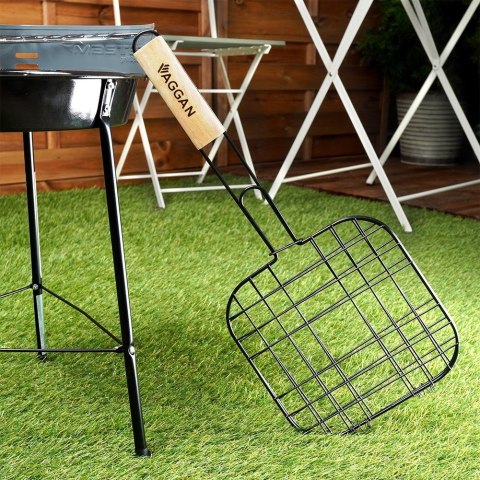 Ruszt do grillowania burgerów stalowy czarny nieprzywierający 49x21cm VAGGAN 489159