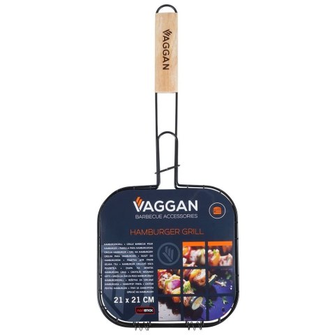 Ruszt do grillowania burgerów stalowy czarny nieprzywierający 49x21cm VAGGAN 489159
