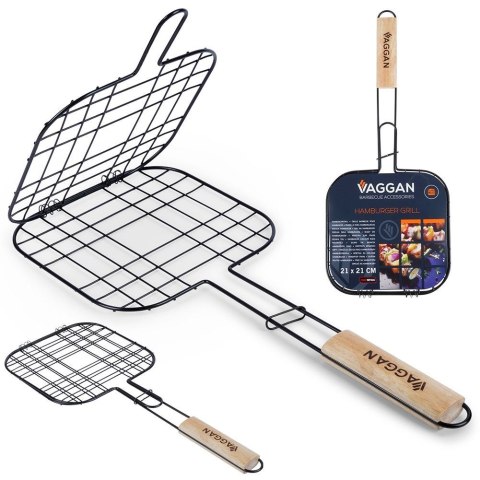 Ruszt do grillowania burgerów stalowy czarny nieprzywierający 49x21cm VAGGAN 489159