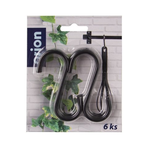 Haczyki na reling kuchenny czarne RADKA 7.5cm 6 sztuk ORION 834724