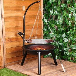 Palenisko ogrodowe metalowe z wiszącym rusztem 50x100cm BBQ 489304