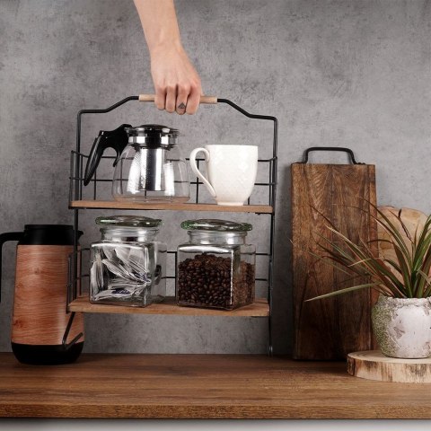 Półka kuchenna metalowa drewniana organizer 32.5x15x42cm VILDE 569330