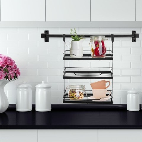 Półka kuchenna zawieszana na reling metalowa czarna RADKA 30.5x10.5x46cm ORION 151923