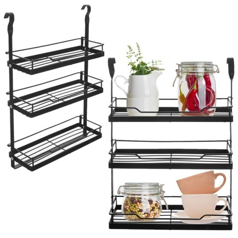 Półka kuchenna zawieszana na reling metalowa czarna RADKA 30.5x10.5x46cm ORION 151923