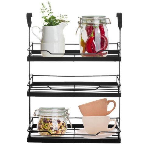Półka kuchenna zawieszana na reling metalowa czarna RADKA 30.5x10.5x46cm ORION 151923