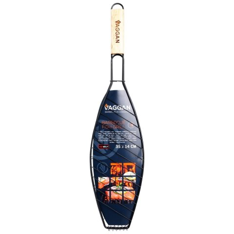 Ruszt do grillowania ryby stalowy czarny nieprzywierający 60x14.5cm VAGGAN 489310