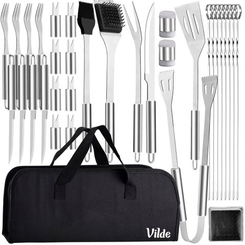 Zestaw przyborów do grilla stalowy z etui 33 ele. VILDE 489297