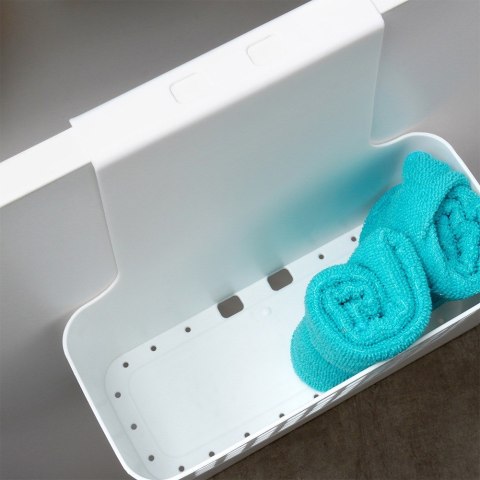 Koszyk na drzwi do kuchni łazienki szafki na gąbki kuchenne plastikowy biały 23.5x10x24cm EXCELLENT HOUSEWARE 810105-B